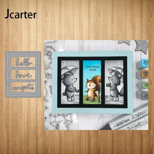 Hello Love Congrate Rectangle Metal Cutting Dies Craft Stencil Scrapbooking Handmade Make Album Model Punch Blade Decor Template