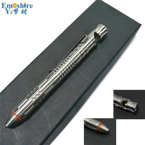 2017 Tactical Pen with Whistle Outdoor Self Defense Supplies Defensive Roller Ball Pen Customized Silver Ballpoint Pen P347