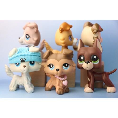 6PCS Toys)Pet Shop Great Dane Dog #1519 And 5pcs Collie Dog #2210 #2452 #363 #893 #67 With Accessories Figure Girls Boys Gift