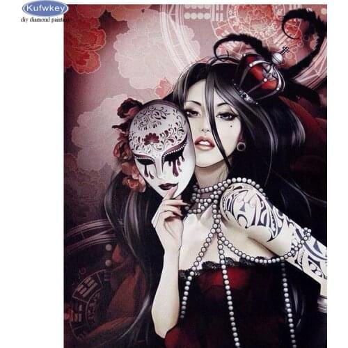 5D Diamond Embroidery Japanese woman mask Diy Diamond Painting Diamond Mosaic full square round drill Diamond Picture Home Decor