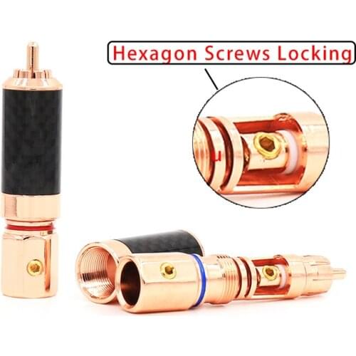 Audiocrast 4pcs High quality Rose Gold Plated RCA Audio Plug Connector Screw Locking RCA Plug