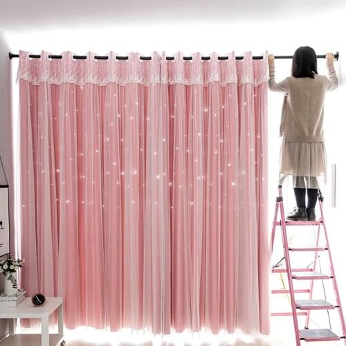 Blackout Curtains For Living Room White Tulle Window Treatments Kids Room Drapes Cute Star Cutout Bedroom Curtains Blinds Tend