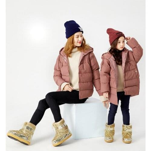 Woman child Snow Boots Women Winter Warm Platform Fur Sequin Shoes Women Boots Bota ankle boots Parent-child Women Shoes
