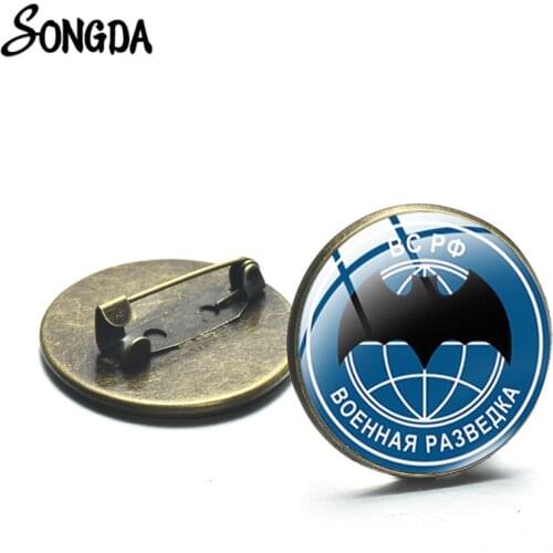 Russian Special Forces Purpose Detachments Spetsnaz GRU Brooch Funny Art Patterns Glass Cabochon Round Brooches and Pins Button