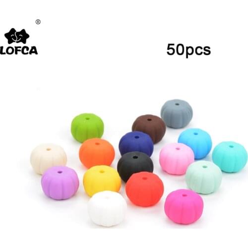 LOFCA 50pcs Pumpkin Silicone Beads BPA Free Food Grade Silicone Teether Baby Teething Necklace Pacifier Chain DIY For Baby Toys