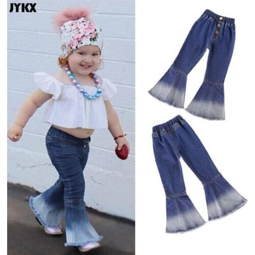 Children Girl Pant Clothing Boot Cut 1-7 Toddler Baby Kids Girls Denim Bell Bottom Pants Jeans Wide Leg Trousers Casual Daily