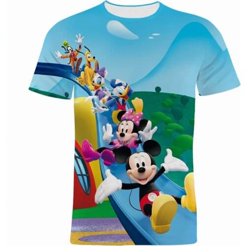 Cartoon Anime T Shirt For Boy Girl Kids Disney Mickey Mouse 3D Print Women Clothes Fashion Summer Oversized Mens T-shirts