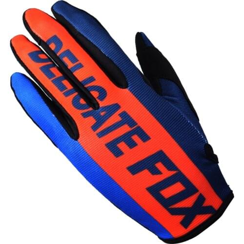 Motocross Racing Gloves Delicate Fox ATV UTV Downhill Bike Offroad Cycling Guantes Motor Blue Orange Mens Unisex Luvas