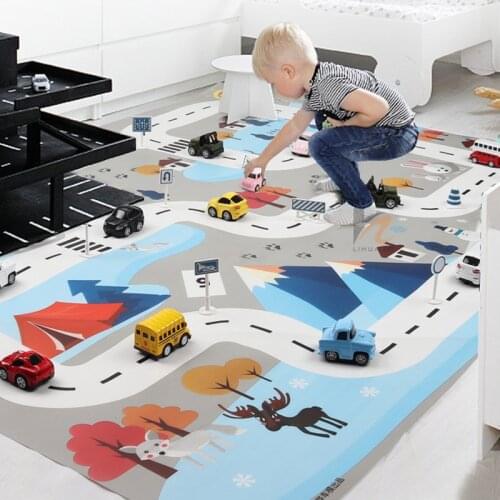 Baby Play Mat Kid City Road Buildings Mat Parking Map Game Pad Traffic Map Toy Car Model Play Traffic Sign Infant Crawling Mat