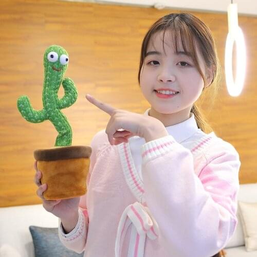 60 English Songs Cactus Dancing Plush Toy Child Soft Dancer Cactus Potted Electronic Stuffed Toys for Children Holiday Gift Kids