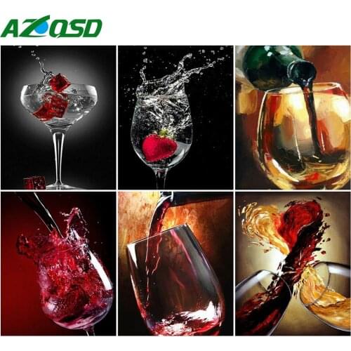 AZQSD Painting By Number Canvas Kits Wine Glass Home Bedroom Wall Artwork DIY 40x50cm Coloring By Numbers Handpainted Gift