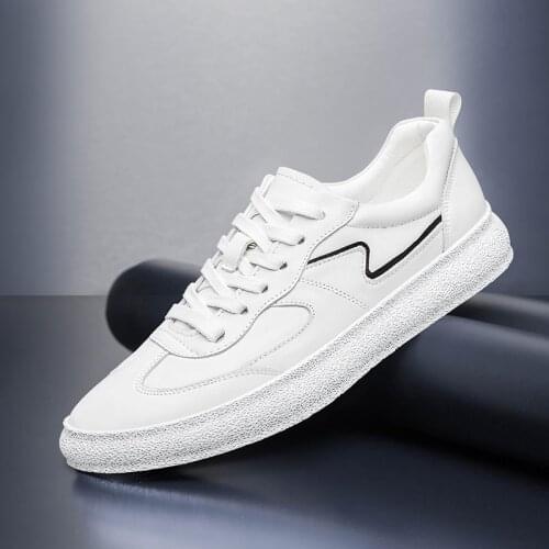 New Men Genuine Leather Shoes Casual Fashion Soft Walk Luxury White Sneakers Designer New Comfort Tenis Shoes Man Big Size 39-48
