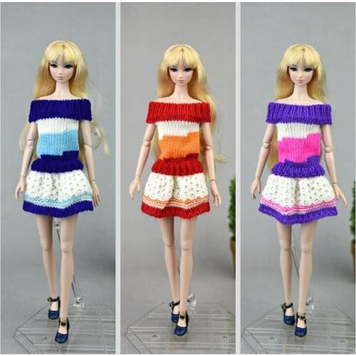 Classic Knitted Doll Dress For Barbie Clothes Woven Outfits Winter Warm Sweater 1/6 BJD Dolls Accessories Kids & Baby Toys Gifts