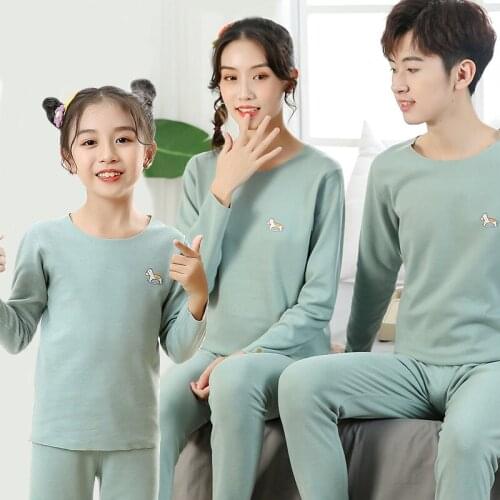 Teen Boys Thermal Underwear Set Mom Kids Matching Family Outfits Seamless Set Sleepwear Suit Girls Dinosaur Cute Clothes Pyjamas
