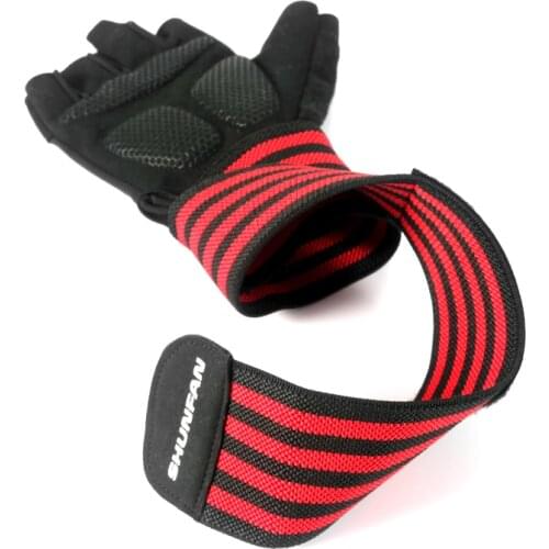 Body Building Gym Training Fitness WeightLifting Red Gloves Wrist Wraps Workout Half Finger For Men &Women