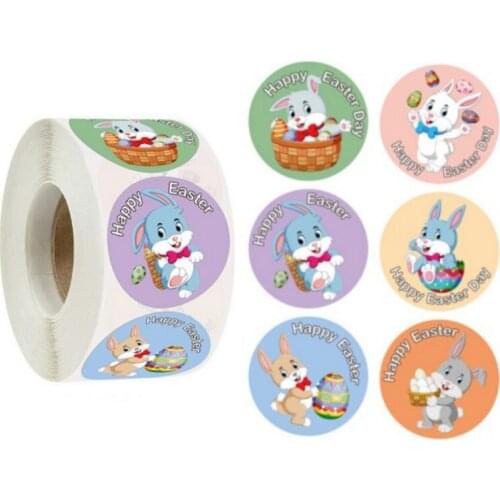 Round Sticker Animal Sticker Roll Round Easter Irish National Day Sticker Gift Decorative Self-adhesive Label Holiday Gift 70