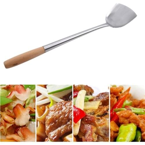1Pc Utensils Kitchen Wok Spatula Iron And Ladle Tool Spatula For Wok Stainless Steel Wok Spatula Kitchen Bar Tool 44.5cm