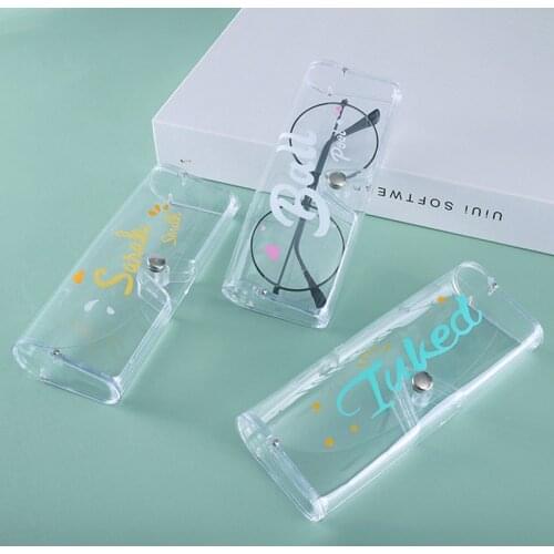 1pc Multi-style Cute Cartoon Glasses Case Cactus Flamingo Transparent PVC Glasses Case Student Stationery Box Women Sunglass Box