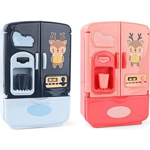 Simulation Miniature Double Door Refrigerator Kids Pretend Play House Toy Gift