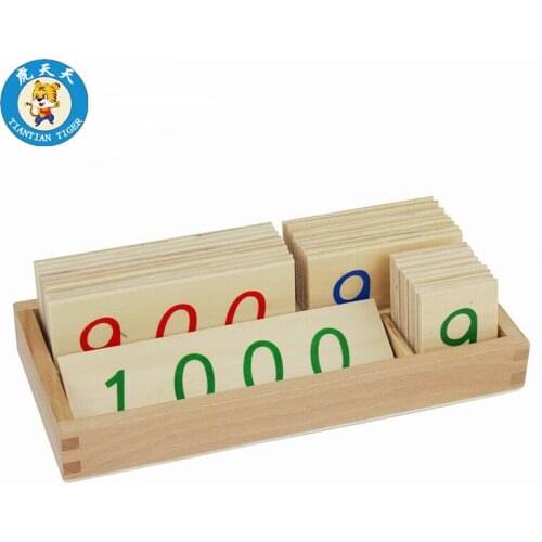 Montessori Baby Educational Wooden Toys Preschool Teaching Materials Small Wooden Number Cards With Box (1-1000)