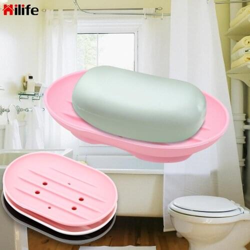 Soft Silicone Soap Dish Plate Tray Drain Soap Box Portable Holder Bathroom Products Washroom Organizer Container