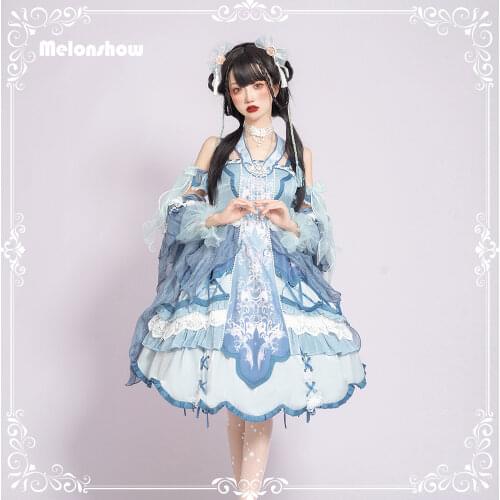 Melonshow Japanese Kawaii Sweet Jsk Lolita Dress Plus Size Chinese Style Victorian Women Sleeveless Tea Party Princess Dresses