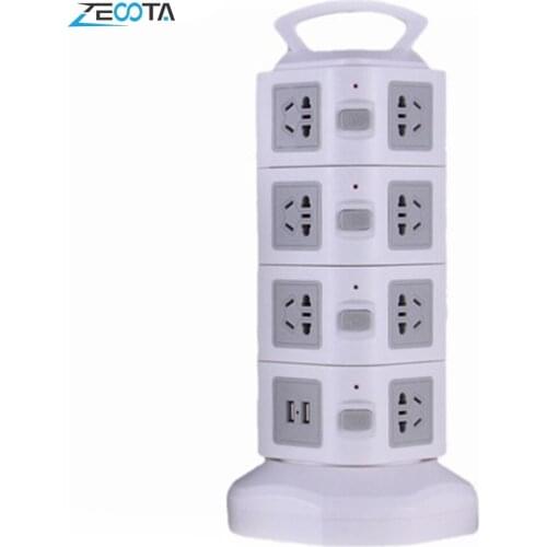 Multiple Tower Power Strip Vertical Outlets 15 Way AC Australia Electrical Plug Extention Socket with Dual USB Ports 2m Cord
