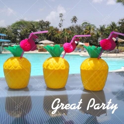 ZLJQ 6PCS Pineapple Cup Flamingo Paper Straw For Kids Birthday Party Tableware Summer Holiday Hawaii Party Wedding Decoration