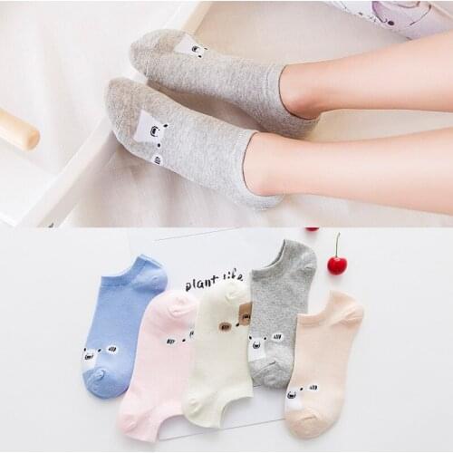 Cotton animal pattern comfortable girl womens boat socks ankle low female invisible color girl boy hosiery 4pair=8pcs WS100