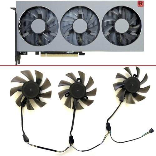 3PCS 75MM FD8015H12S FD7010H12S 4PIN 12V 0.35AMP RadeonVII GPU Cooler Fan For XFX AMD Radeon VII Graphics Video Card Cooling Fan