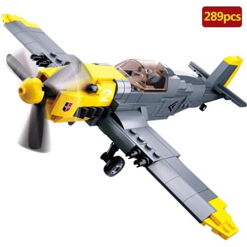Military series World War II Germany Messerschmitt BF-109 Fighter soldier weapon DIY Model Building Blocks Toys Gifts