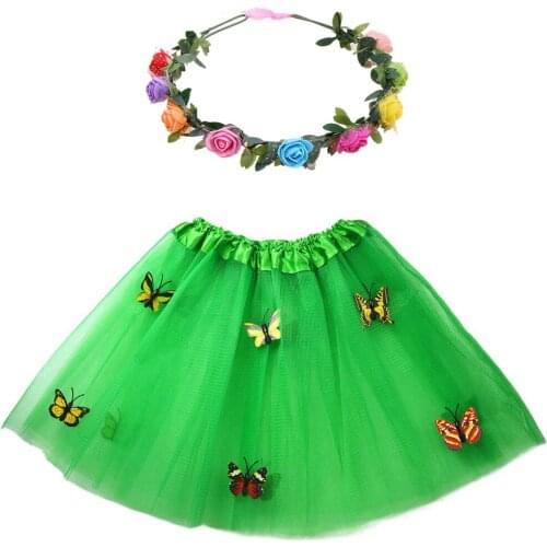 Adult Women Princess Girl Skirt Tulle Tutu Flower Wreath Headband Carnival Wedding Party Ball Birthday Gift Costume Cosplay