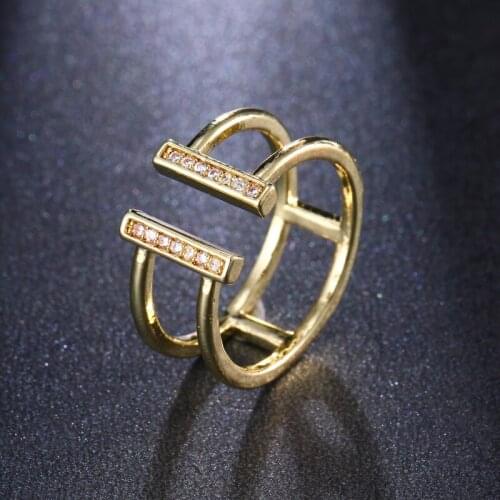 Bettyue Simplicity Style Geometry Shape Design Muliticolor Choice AAA Zirconia Open Ring In Modern Party Personality Dress-up