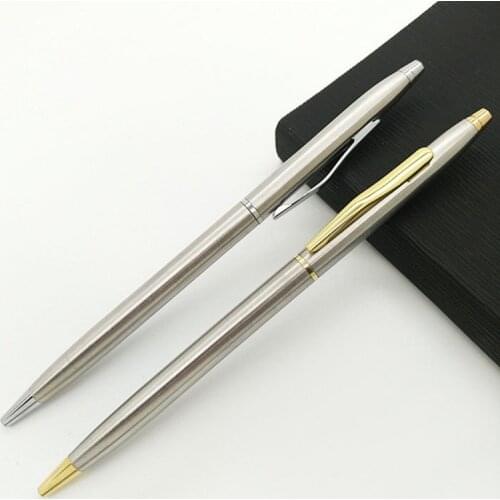 1PCS Metal Signing Pen Stainless Steel Rod Rotating Ballpoint Pen 0.5mm Ballpen School Office Supplies Stationery