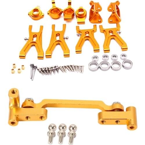 2 Set RC Car Part: 1 Set Metal Steering Cylinder Mounting Block & 1 Set Upgrade Suspension Arm Front/Rear Hub C Seat