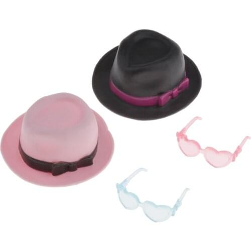 2 Set Dolls Fashion Cloth Accessories Sun Hat with Glasses for 1/6 Action Figure