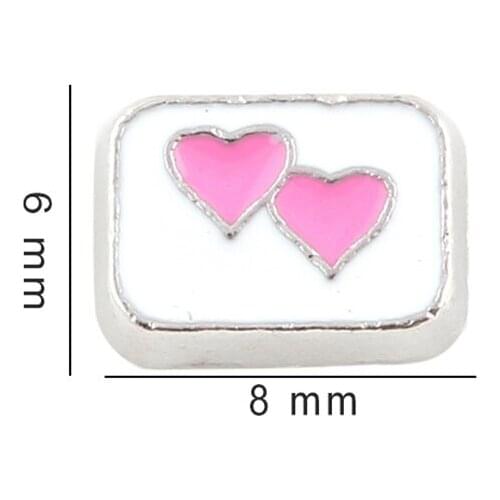 20Pcs/lot Pink Hearts Floating Charms Hand-made DIY for Glass Lockets