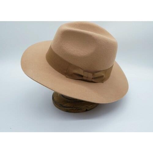 202010-panshi-japan bowknot wool classic fedoras cap men women leisure panama jazz hat