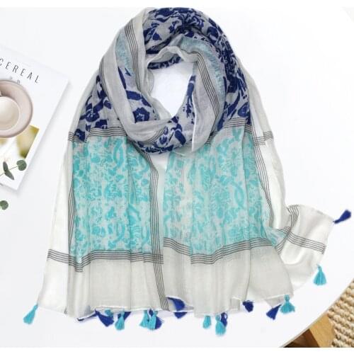 2021 Fashion Newest Ombre Pattern Cotton Tassel Scarf 10pcs/lot