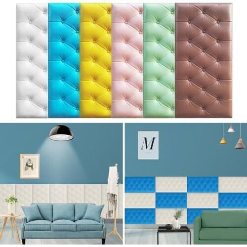 3D Self-adhesive Wall Sticker Waterproof Thickening Tatami Collision Pad Bedroom Living Room Soft Foam Cushion Wall Panels