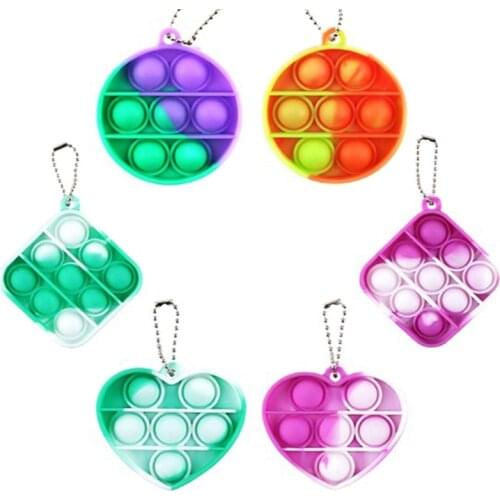 5 Pcs Simple Mini Stress Relief Toys Keychain Push Pop Bubble Wrap Pop Anxiety Stress Reliever Office Desk Toy for Kids Adults