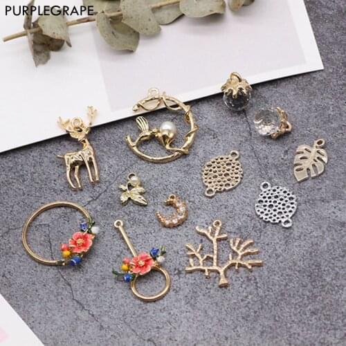 PURPLEGRAPE Alloy Sen Jewelry Material DIY Earrings Accessories Handmade Earrings Deer Branch Pendant Art Youth Ornaments 6 Pack