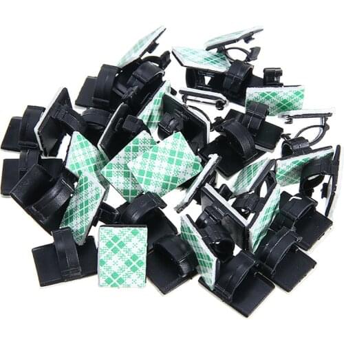 60PCS Plastic Car Wire Clip Tie Rectangle Cord Cable Holder Mount Clamp Self-adhesive Fixed Auto Seat Line Wire Clamps