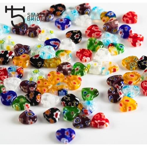 8mm Mixed Color Lover Heart Glass Beads For Making Jewelry Women Diy Craft Loose Handmade Lampwork Beads Wholesale Q402