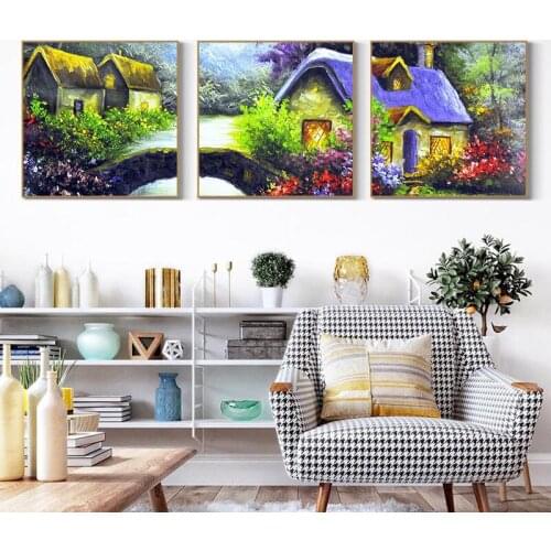 BALLEAY ART Abstract Oil Countryside Canvas Painting Wall Art Posters and Prints Modern Home Decorative Pictures Living Room