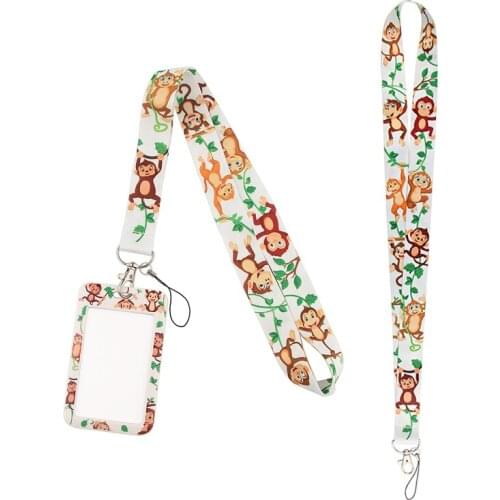 AD530 Patchfan Cartoon Monkey Lanyard Keychain keys Badge ID Mobile Phone Rope Kids Gifts Lanyard With Card Holder Cover