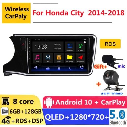 2 din 8 core android 10 car radio auto stereo for honda City Grace 1 2014 2015 16 2017 2018 navigation GPS DVD Multimedia Player