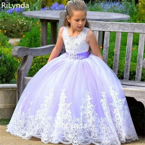 White Blue First Communion Dresses Girls Water-soluble Lace Infant Toddler Pageant Flower Girl Dresses for Weddings and Party