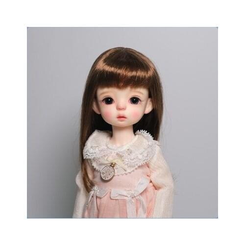 BJD doll simulation hair suitable for 1/6 size fashion neat bangs compliant natural long hair milk silk female deep brown gold