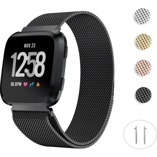 Stainless Steel Magnetic Milanese Loop Wrist Band For Fitbit Versa/Versa Lite/Versa2 Metal Replacement Wristband Strap Watchband